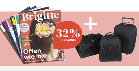 6 x Brigitte testen + 3teiliges Reisetaschen-Set für 16,50€
