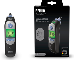 Braun ThermoScan 7 Ohrthermometer schwarz für 40,98€ (Vergleich: 55,99€)