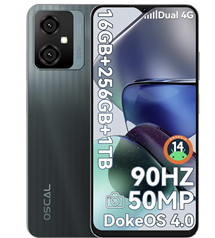 OSCAL Tiger 10 Smartphone 16GB + 256 GB / 1 TB TF, Android 14 Handy 6,56 Zoll HD+ 90Hz, 50MP Panorama-Kamera, 4G Dual SIM Smartphone Gesichtserkennung + Fingerabdruck, 5180mAh für 129,99€