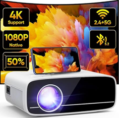 AKATUO 1080P Beamer (kompatibel mit Smartphones) für 63,99€