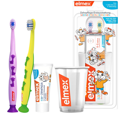 elmex Zahnpflege Erstausstattung (Baby 0-2 Jahren, Zahnpasta, 2 Zahnbürsten, Zahnputzbecher) für 5€ (Vergleich: 10,39€)
