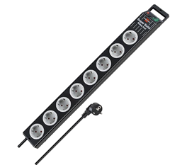 Brennenstuhl Super-Solid, Steckdosenleiste 8-Fach (2,5m Kabel und Schalter – aus bruchfestem Polycarbonat) schwarz/grau für 15,50€