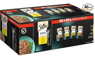Sheba Katzennassfutter Selection in Sauce, 40 Portionsbeutel, 40x85g (1 Großpackung) für 13,58€ (= 34 Cent pro Packung)