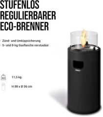 Enders Terrassenfeuer NOVA LED M BLACK, Gas Terrassenfeuer mit Ambientebeleuchtungen für 90€
