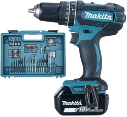 18V Akku-Schlagbohrschrauber Makita DHP482 DHP482RFX1 (2 x 3,0 Ah + Bit- und Bohrerset) für 190,69€ (Vergleich: 299,99€)