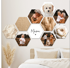 Lieblingsfoto.de: 85% auf ein Sechseck-Foto, so z.B. 10 Stück 22x19cm für 28,92€