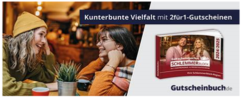 25% Rabatt auf den Schlemmerblock eurer Region, so z.B. 1 Block = 27,95€, beim Kauf von 6 Stück nur noch 9,99€/Block