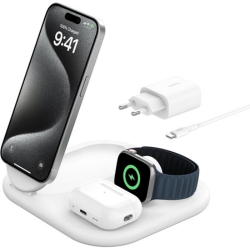 [neuer Bestpreis] Belkin BoostCharge mit Qi2 3-in-1-Ladepad Apple MagSafe für 67,11€ (VG: 75,76€)