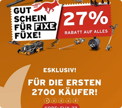 Fuxtec: 27% Rabatt auf das gesamte Sortiment – ausgenommen Zubehör und Ersatzteile