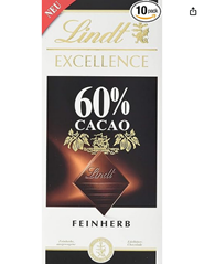 Lindt Excellence Edelbitter-Schokolade 60% Kakao, 10 x 100g für 18,02€