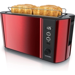 Arendo – Edelstahl Langschlitz Toaster für 4 Scheiben gleichzeitig, Rot für 37,90€ (VG: 49,94€)