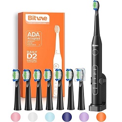 [Super] Elektrische Schallzahnbürste Bitvae D2 mit acht Zahnbürstenköpfen und fünf Modi für 9,99€