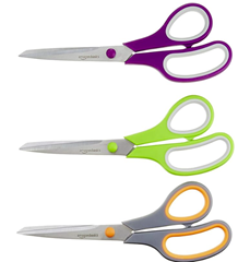 Amazon Basics Mehrzweck-Büroschere aus Edelstahl mit komfortablem Griff, PVD-beschichtet, 3 Stück, Mehrfarbig für 5,99€