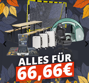 SportSpar: viele Produkte für je 66,66€ (Bierbänke, Zelte, Stühle, Koffer-Sets usw.)