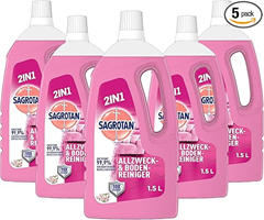 5 x 1,5l Sagrotan Allzweck-Reiniger Blütenfrische – 2in1 Desinfektionsmittel für die zuverlässige Reinigung von Oberflächen für 11,95€ (VG: 18,25€)