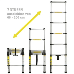 Eaxus Alu-Teleskopleiter max. 2m für 48,99€ (Vergleich: 59,97€)