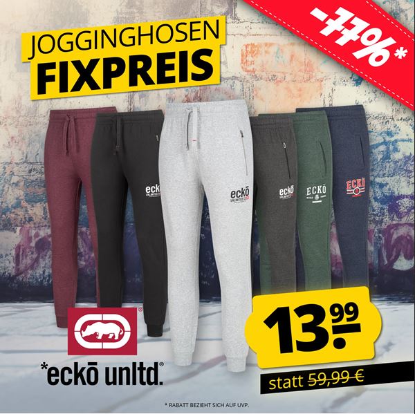 Ecko Unltd. Jogginghosen im Fixpreis-Sale für je 13,99€ zzgl. 4,95€ Versand (Vergleich: 27,99€)
