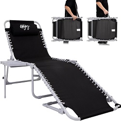 WEJOY klappbare Sonnenliege mit Seitentisch und 5-fach verstellbarer Rückenlehne für 50,97€