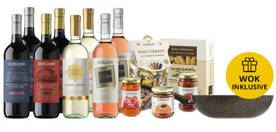 Giordano: 8 exklusive Weine + 5 Delikatessen + Wok Energy für 39,99€