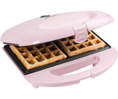 Bestron Brüsseler Waffeleisen im Retro Design, Waffelmaker für 2 belgische Waffeln, mit Antihaftbeschichtung & Backampel, 700 W, Farbe: Rosa für 11,39€