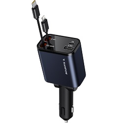RAMPOW 65 Watt Autoladegerät mit ausziehbaren Kabeln für 16,19€