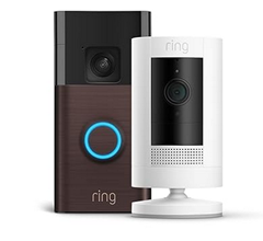 Die neue Ring Akku-Videotürklingel (Battery Video Doorbell) + Außenkamera Akku (Stick Up Cam) für 99,99€ (VG: 138,76€)