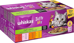 Whiskas 1+ Katzenfutter Tasty Mix Chef´s Choice in Sauce, 40x85g (1 Packung) – Hochwertiges Nassfutter für ausgewachsene Katzen in 40 Portionsbeuteln für 9,89€