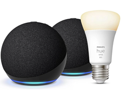 Echo Dot (5. Generation) |Anthrazit, 2er pack + Philips Hue Smart Bulb (E27) oder Smart Steckdose von Sengled für 52,98€