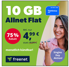 monatlich kündbar: 10GB o2 Datenflat (5G bis 50Mbit/s) inkl. SMS und Sprachflat für 4,99€/Monat + 19,99€ Anschlussgebühr
