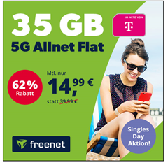Telekom-Netz: 35GB 5G Daten, SMS und Sprachflat für 14,99€/Monat