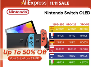 AliExpress: Nintendo Switch OLED mit Versand aus Spanien für 199€ (Vergleich: 287,10€)