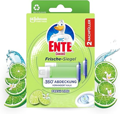 WC-Ente Frische-Siegel Nachfüller, körbchenloser WC-Reiniger, 12 Gel WC-Steine, Limone Duft, 1er Pack (2 x 36 ml) für 2,39€
