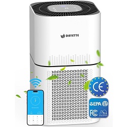 DAYETTE Luftreiniger AP302 mit Luftqualitätssensor und HEPA-Filter (CADR 300m³/h für 120m² große Räume) für 69,79€