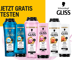 Schwarzkopf Gliss Shampoos und Spülungen Dank einer Erstattung kostenlos testen