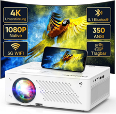1080P 5G WiFi Bluetooth, 16000L Filmprojektor bis max. 300” für 56,99€