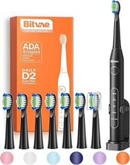 Bitvae D2 elektrische Schallzahnbürste inkl. 8 x Zahnbürstenköpfen und fünf Modi für 9,99€