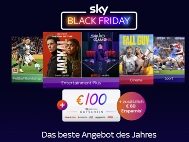 Alles von Sky inkl. Netflix und Paramount+ für 40€ im Monat + 100€ BestChoice Gutschein
