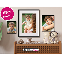 Lieblingsfoto: 65% Rabatt auf alle gerahmten Fotos, so z. B.: 60x80cm für 34,62€ (Sonst: 85,94€)