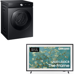 Samsung Waschmaschine WW8400D (9kg) und QLED Smart TV Samsung The Frame LS03C GQ32LS03CBUXZG (32 Zoll) für 949€ (Vergleich: 1.279,88€)