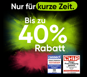 40% Lifetime-Rabatt auf die PYUR Kombitarife