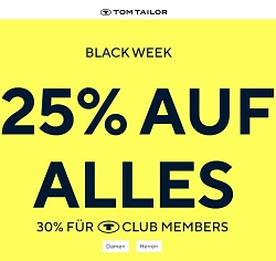 TomTailor: 25% Rabatt auf alle Artikel im Shop und 30% Rabatt für Club-Mitglieder (geht auch bei Neuanmeldung)