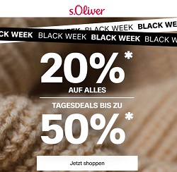 s.Oliver: 20% Rabatt auf alle Artikel im Shop und bis zu 50% Rabatt auf ausgewählte Tages-Angebote