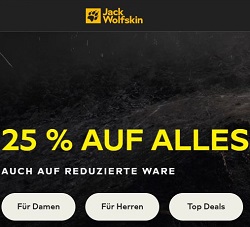 Jack Wolfskin: 25% Rabatt auf alle Artikel im Shop – auch reduzierte Ware