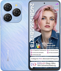Blackview Shark 9 Handy 5G 24GB+256GB/2TBTF,2.7GHz Octa Core,Super PD 50MP AI Fotoalbum,Android 14 Smartphone für 169,99€