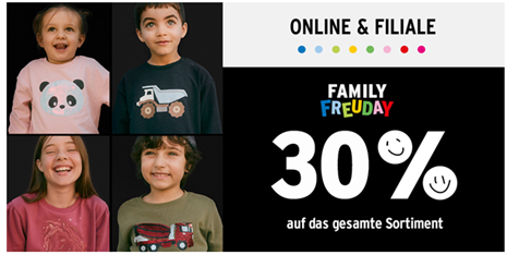 Ernstings Family: 30% Rabatt auf das gesamte Sortiment