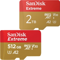 SanDisk Extreme microSDXC UHS-I Speicherkarte 512 GB für 36,99€ (Vergleich: 49,88€) oder 2TB für 178,99€ (statt 280€)