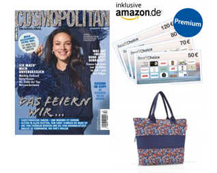 [Super] 10 Ausgaben COSMOPOLITAN lesen + 50 € Premium-Best-Choice-Gutschein zurück + GRATIS REISENTHEL Reisenthel Shopper E1 für 50€