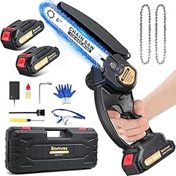 Vikeri Mini Kettensäge mit zwei Akkus und zwei Ketten für 29,74€