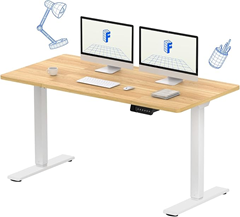 FLEXISPOT Höhenverstellbarer Schreibtisch Basic Plus 140x70cm-Tischgestell höhenverstellbar elektrisch mit 2 MOTOREN,Memory-Handsteuerung-Sitz-Stehpult (Ahorn) für 199,99€
