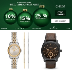 Christ: bis zu 25% Rabatt auf Schmuck und Uhren